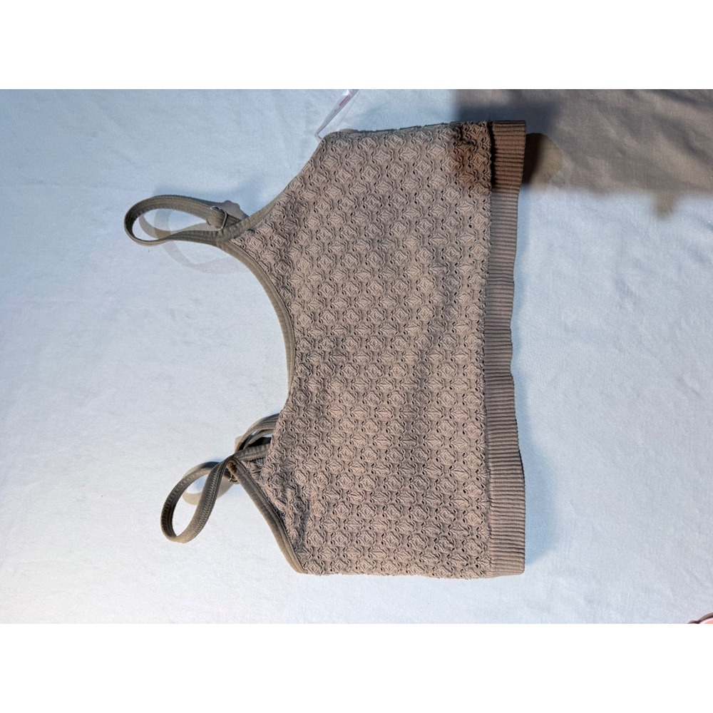 Colsie Women Seamless Eyelet Bralette Adjustable Straps Taupe Brown Size L